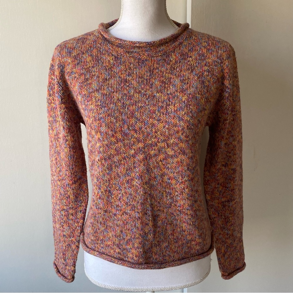 Vintage Sweater Size Medium Petite PM Marc Allan Roll Neck 70’s 80’s Colorful